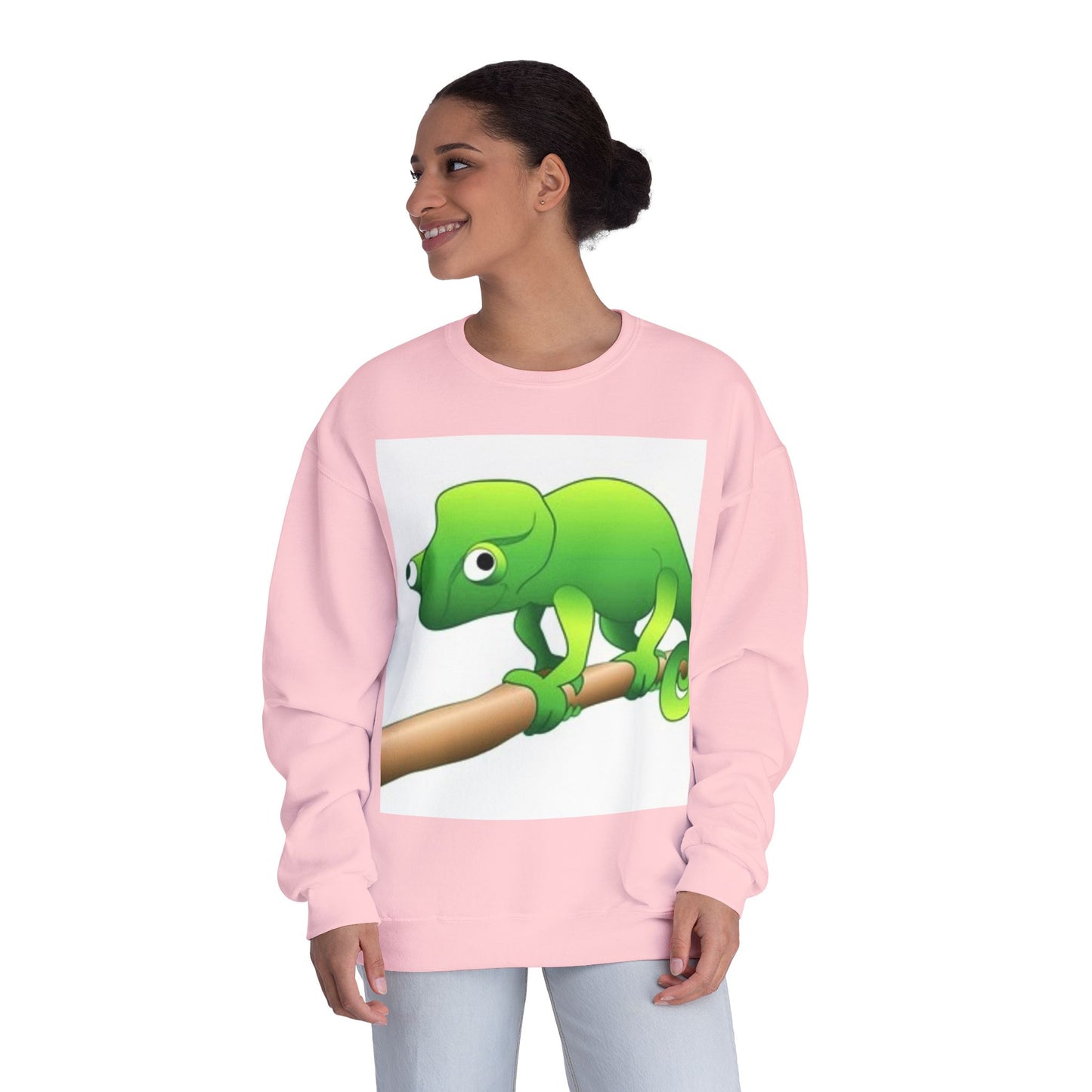 Charming Green Chameleon Sweatshirt - Cozy Unisex Crewneck for Nature Lovers
