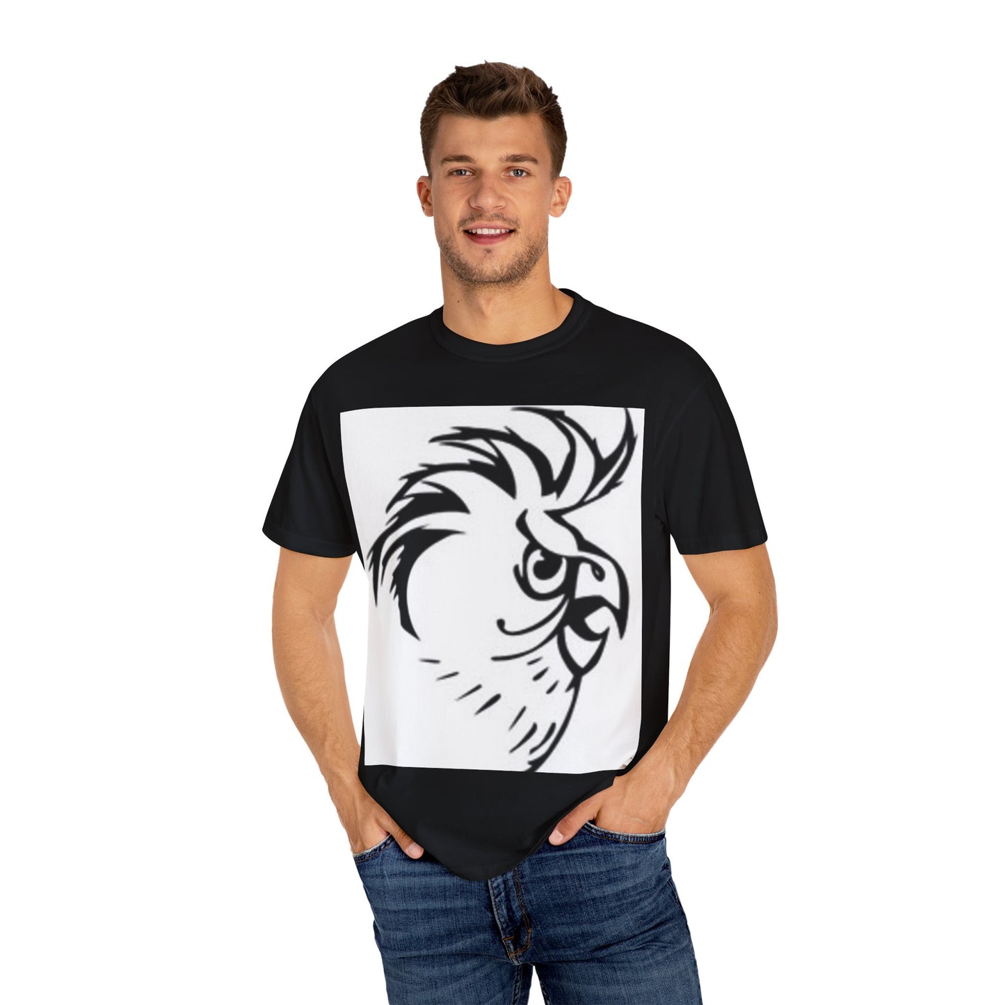 Artistic Unisex Garment-Dyed T-Shirt - Hand Drawn Patterns