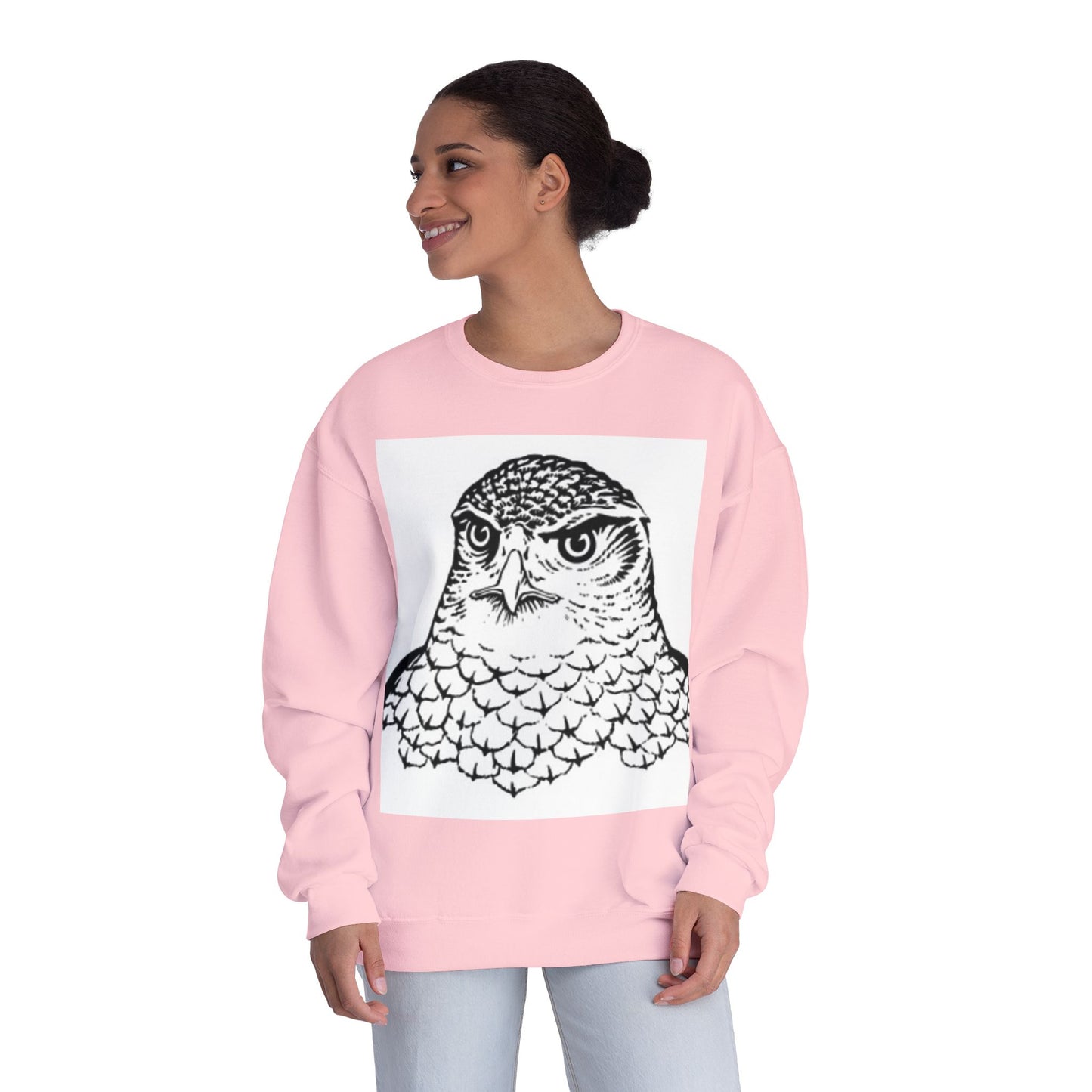 Unisex White Owl Graphic Crewneck Sweatshirt - Cozy & Stylish