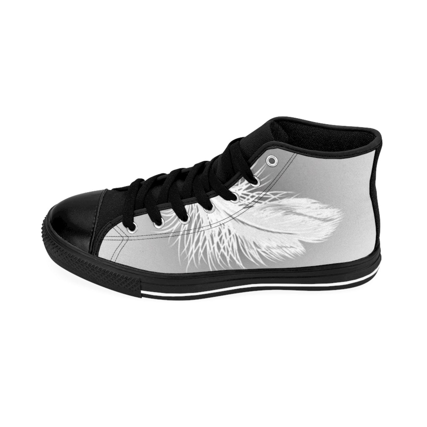 Men's Classic Sneakers with Feather Design - Stylish High-Top Casual Footwear