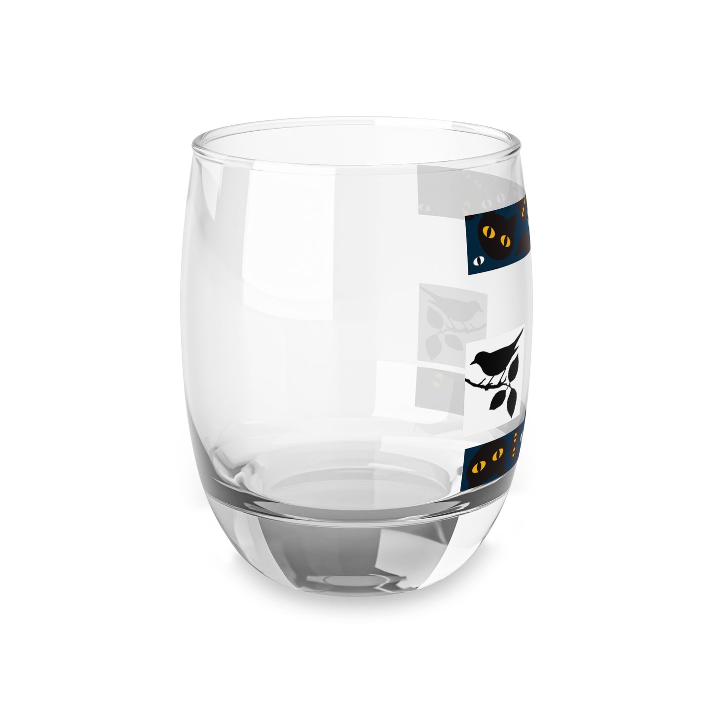 Artisan Whiskey Glass with Abstract Bird Design - Unique Home Bar Accessory
