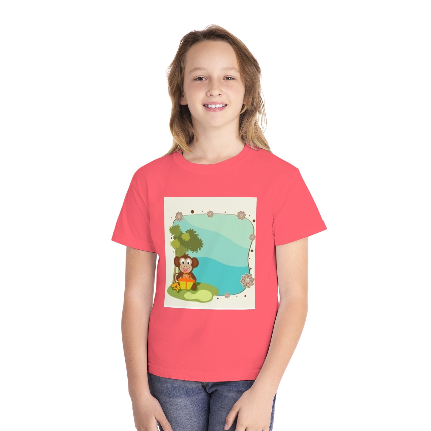 Cute Monkey Youth Midweight Tee - Perfect for Playful Days