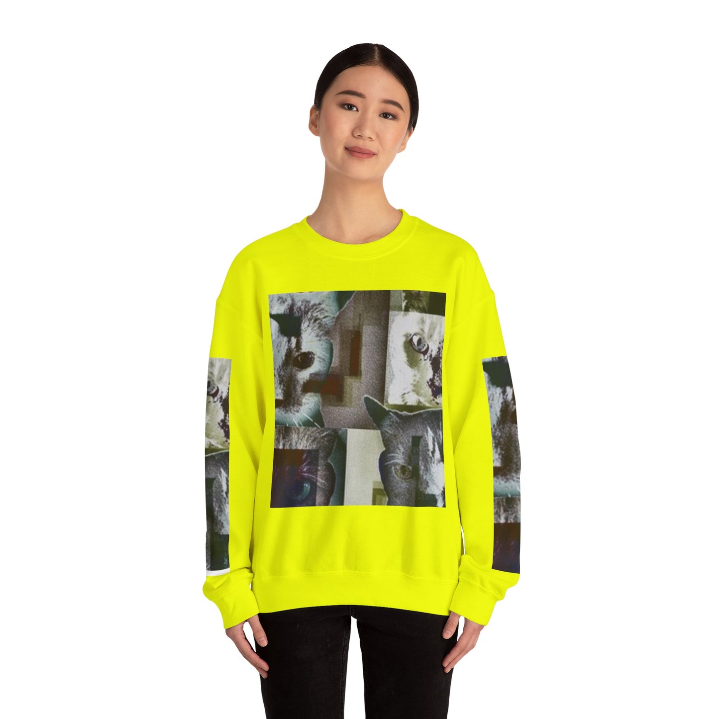 Cozy Cat Lover Crewneck Sweatshirt - Artistic Feline Design