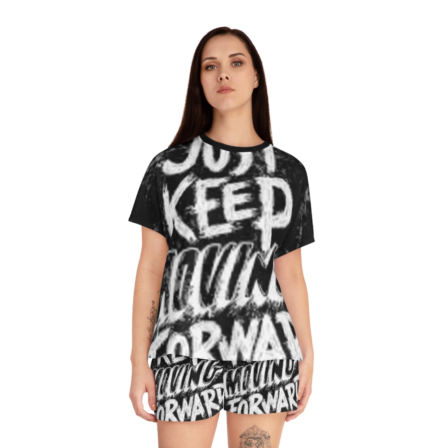 Motivational Women's Short Pajama Set - Just Keep Moving Forward