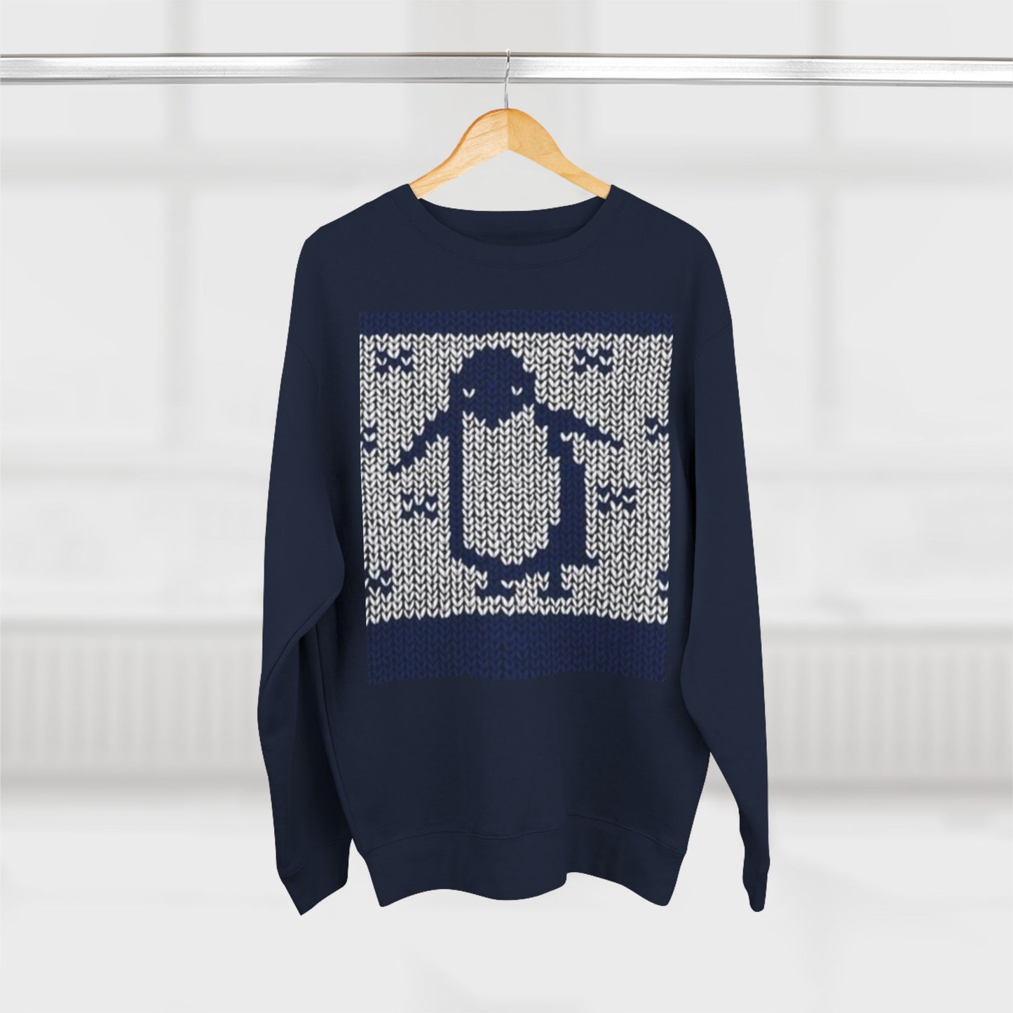 Cozy Penguin Knit Design Unisex Crewneck Sweatshirt