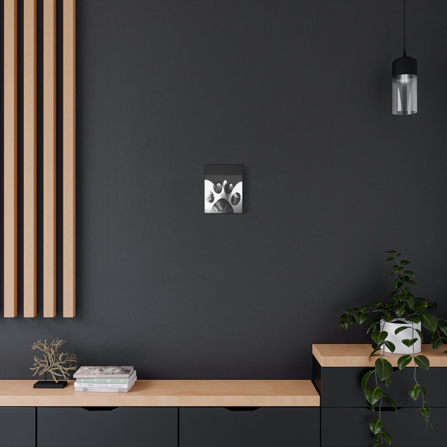 Black Paw Print Canvas Art - Modern Animal Decor for Pet Lovers