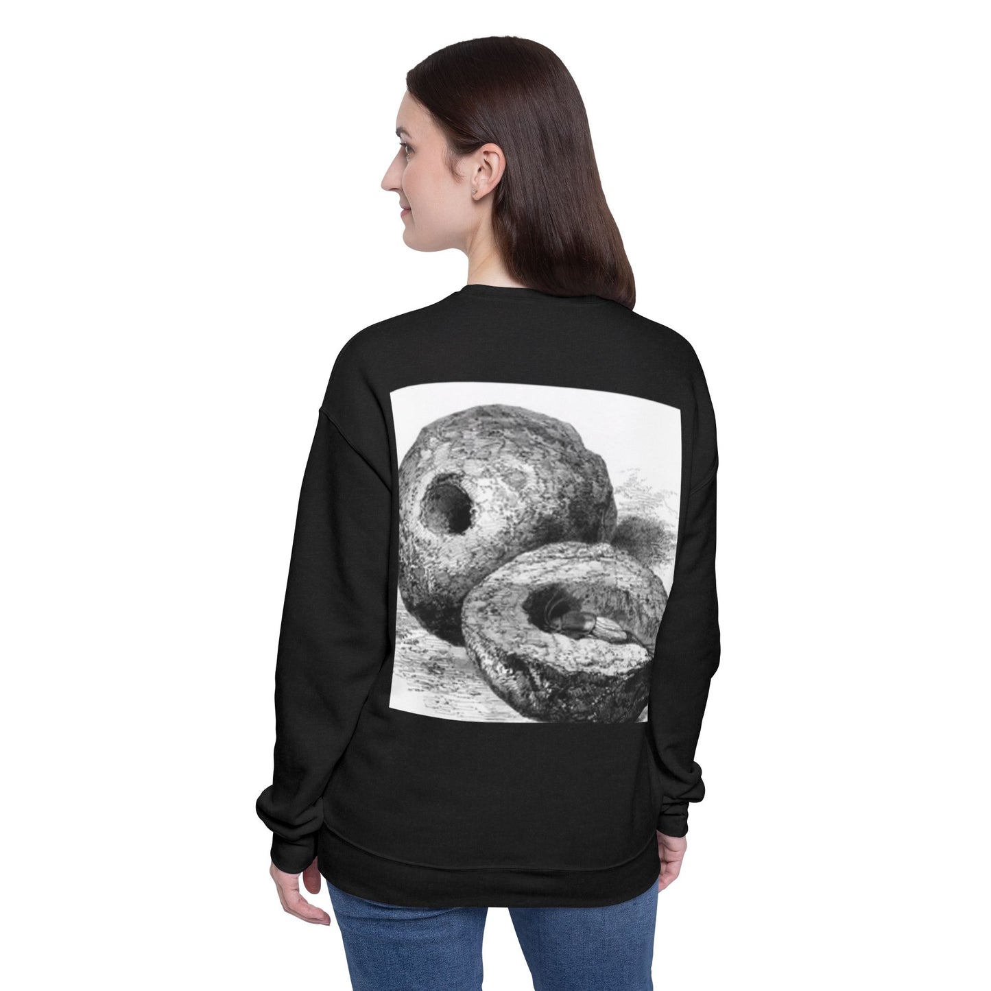 Artistic Unisex Drop Shoulder Sweatshirt with Vintage Doughnut Design