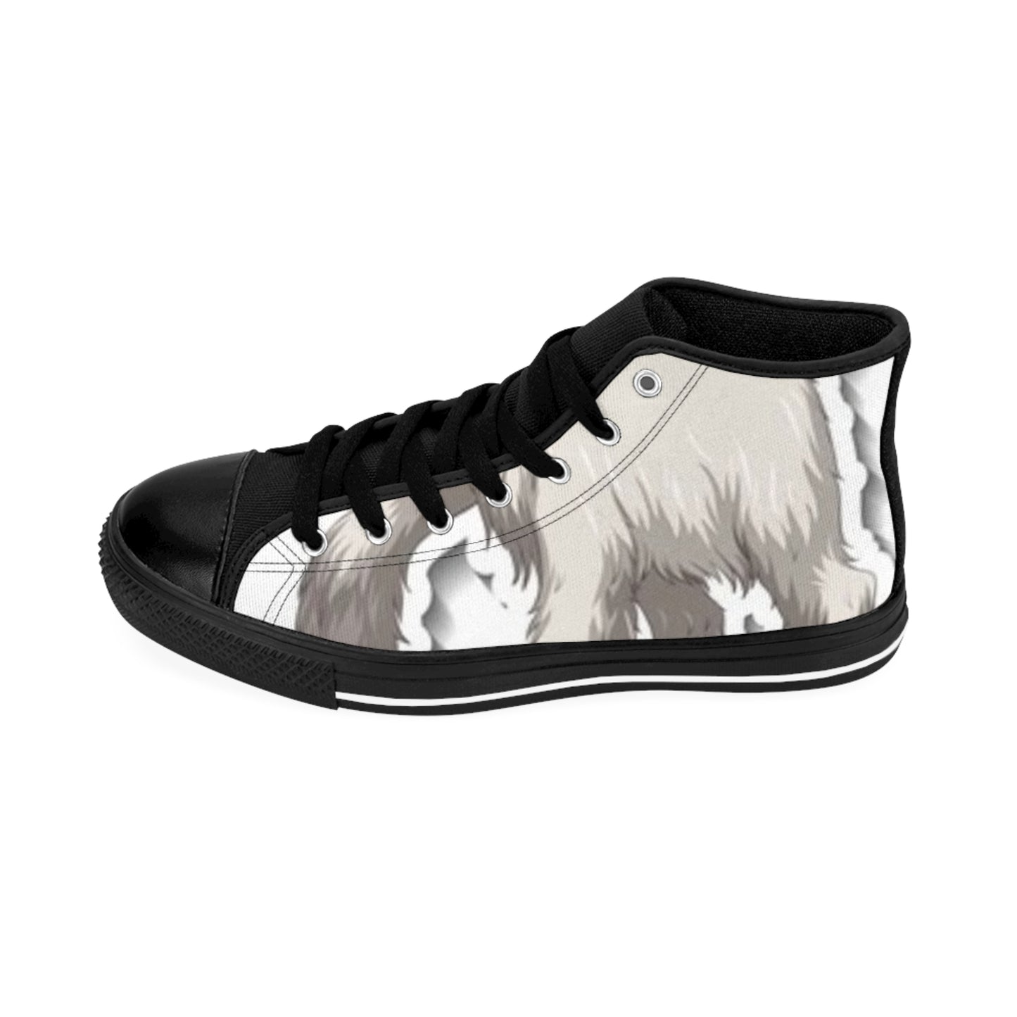 Men's Classic Sneakers - Unique Wolf Design High-Top Shoes for Animal Lovers