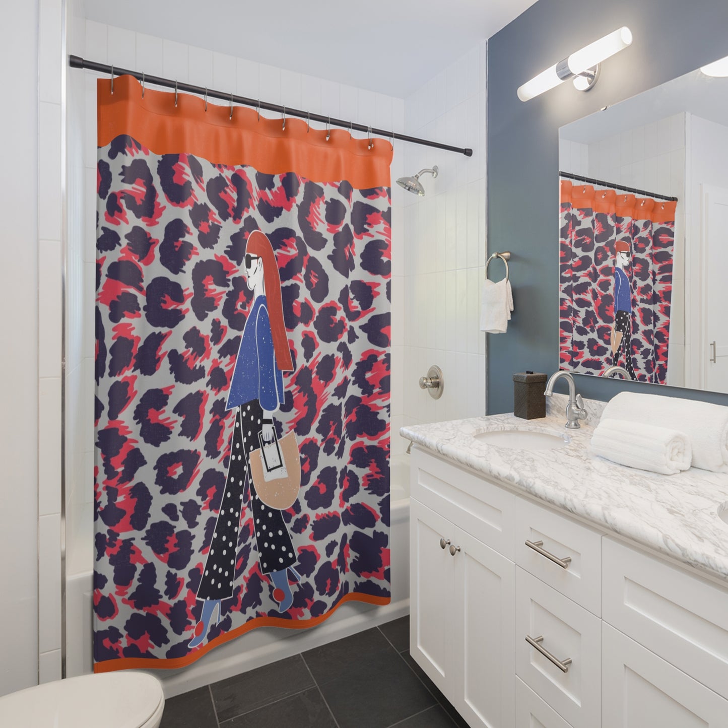 Chic Fashionista Shower Curtain - Trendy Leopard Print for Stylish Bathrooms
