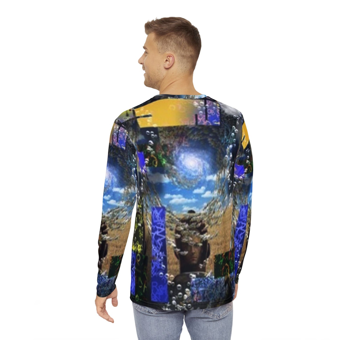 Abstract Art Men's Long Sleeve Shirt - Unique Colorful Design for Creative Souls