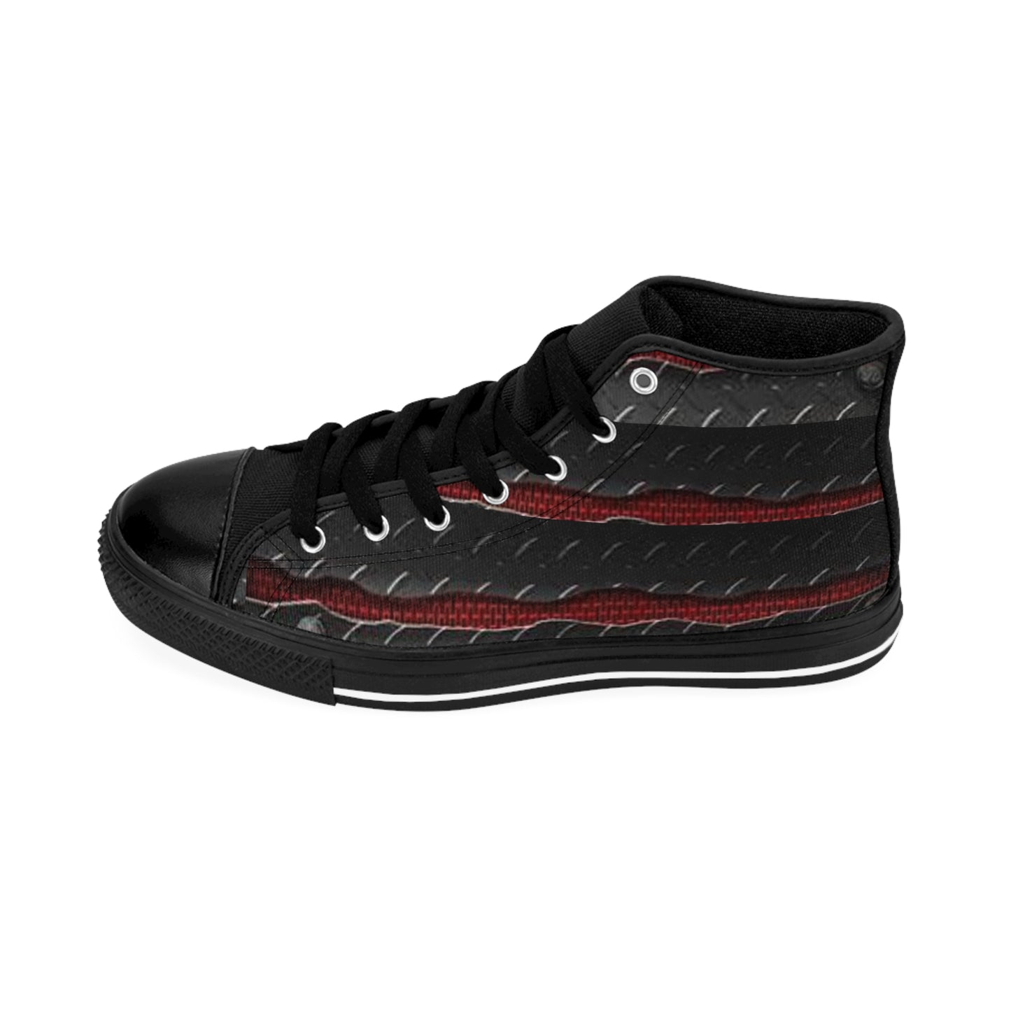 Men's Classic Sneakers with Metallic Diamond Plate Design
