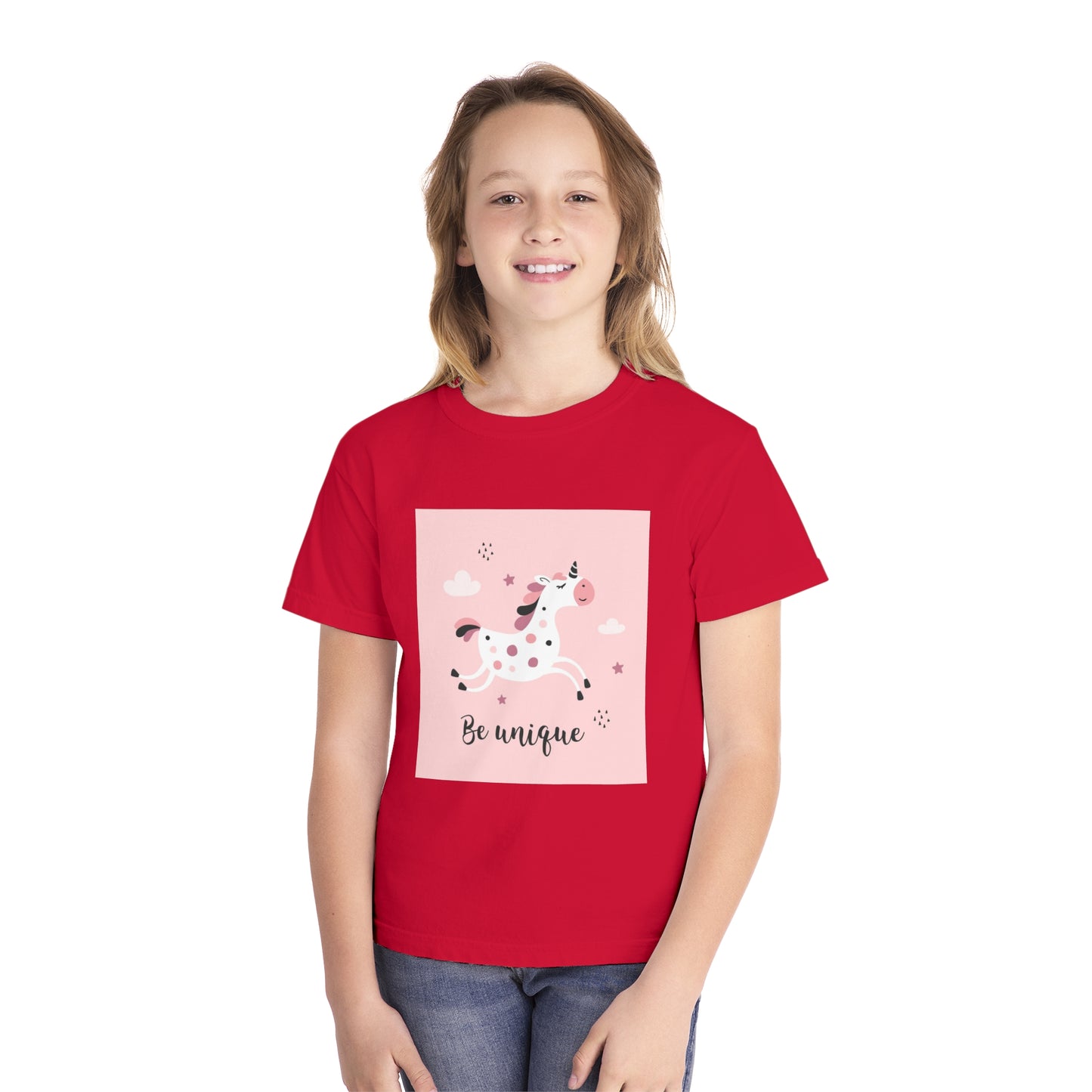 Girls' Unicorn T-Shirt - 'Be Unique' Midweight Tee