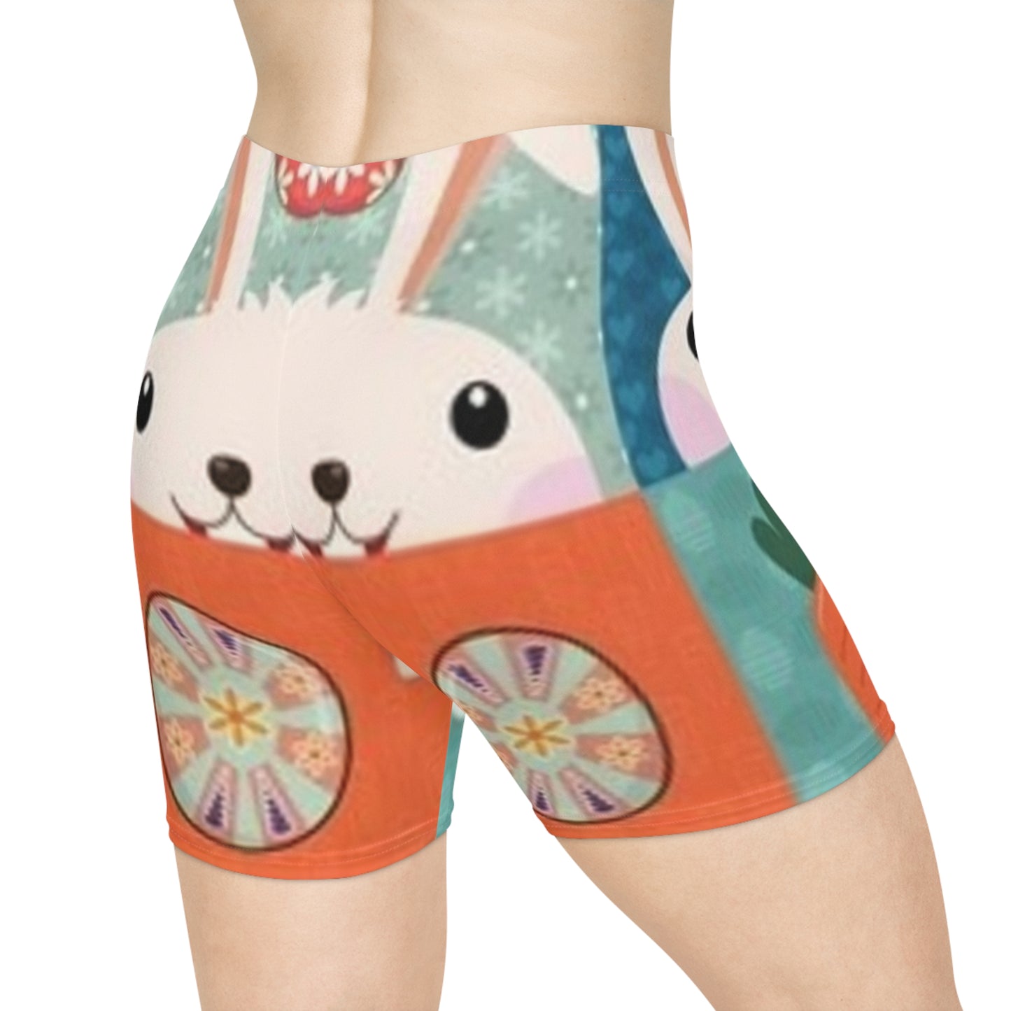 Cute Bunny Women's Biker Shorts - Fun Spring & Easter Activewear
