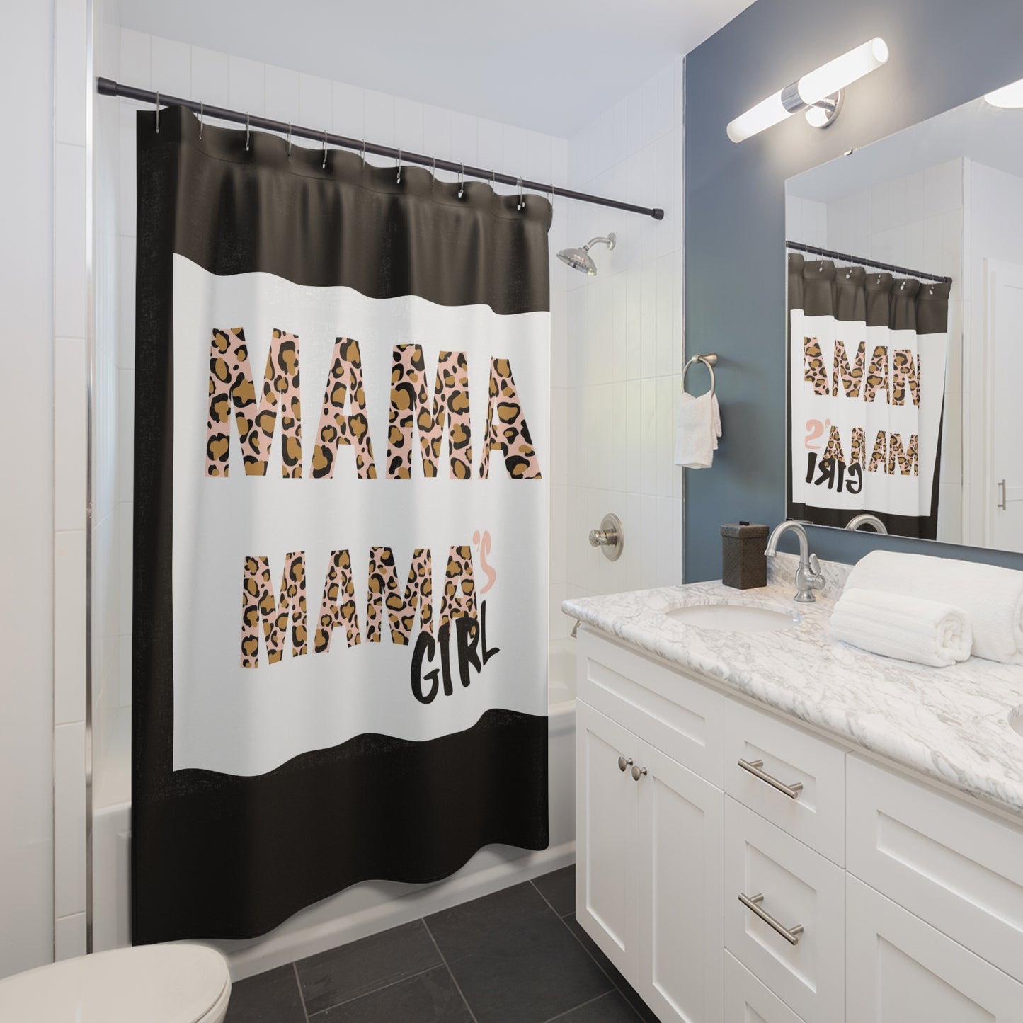 Mama's Girl Animal Print Shower Curtain - Chic Bathroom Decor