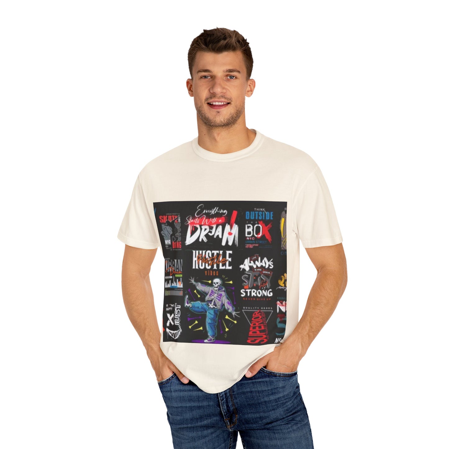 Dream Big Unisex Garment-Dyed T-Shirt - Inspirational Street Art Design