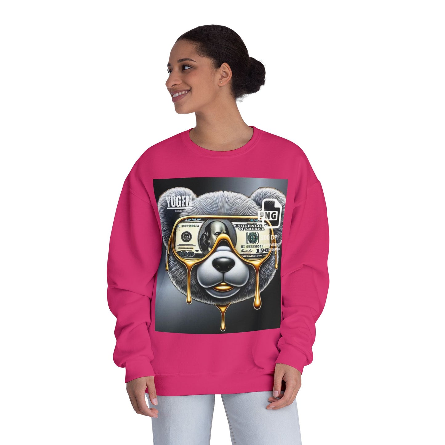 Yūgen Bear Drip Unisex Crewneck Sweatshirt - Cozy Streetwear