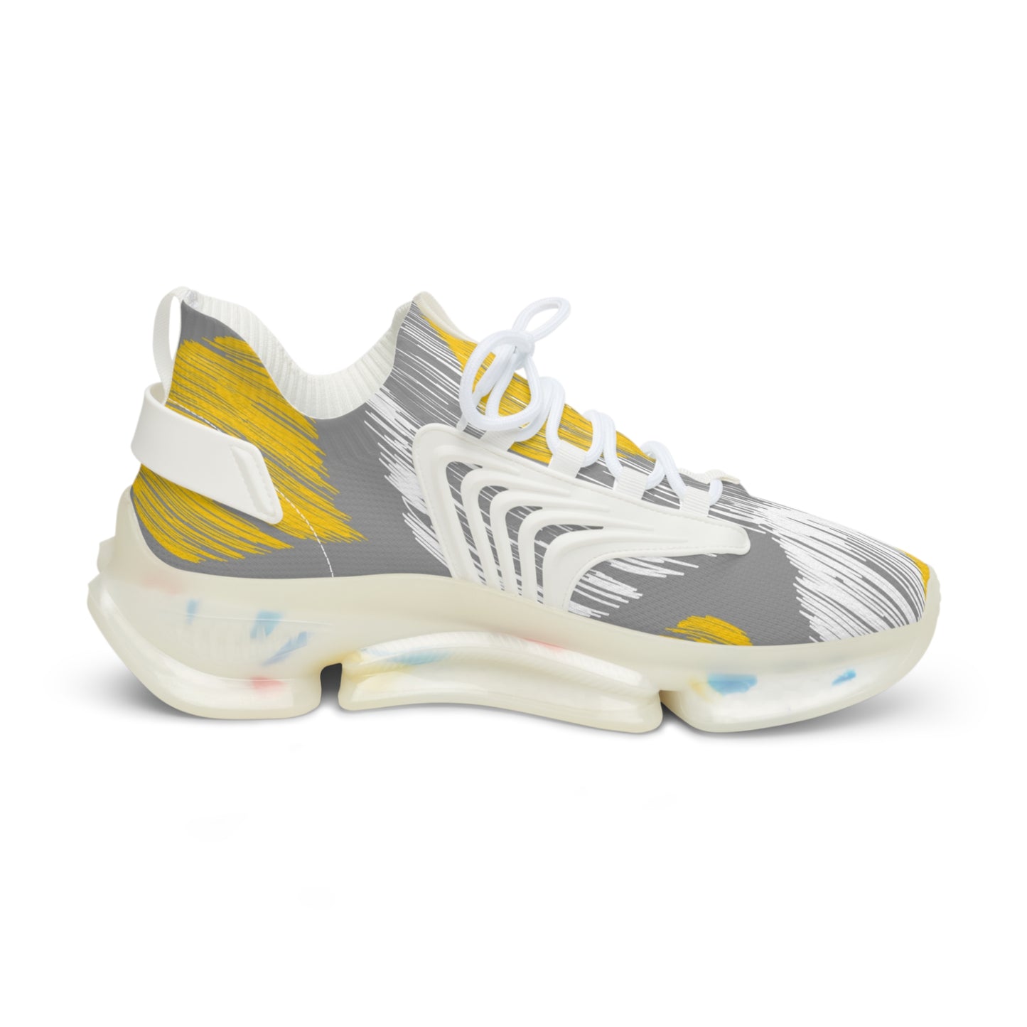 Stylish Men's Mesh Sneakers - Trendy Athletic Shoes with Gray & Yellow Design