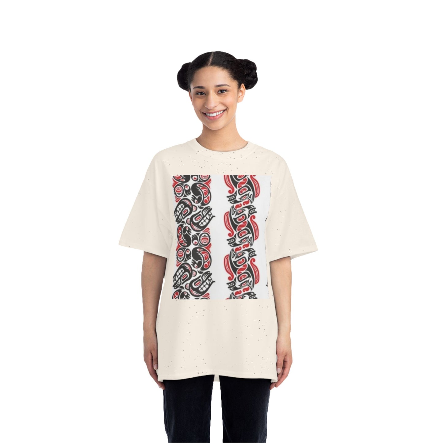 Bold Graphic Short-Sleeve T-Shirt with Tribal Design