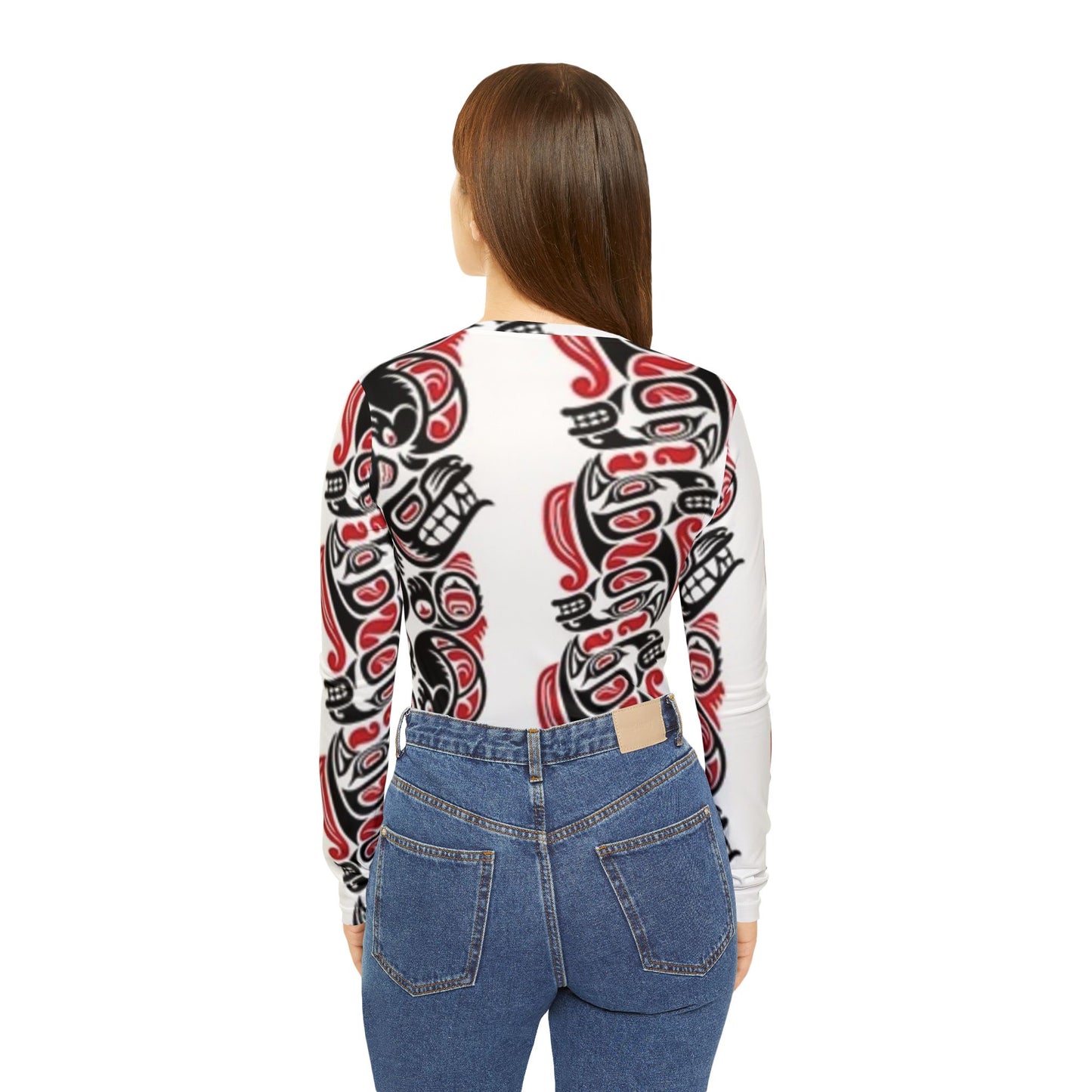 Cultural Spirit Women's Long Sleeve V-Neck Shirt - Bold Indigenous Design