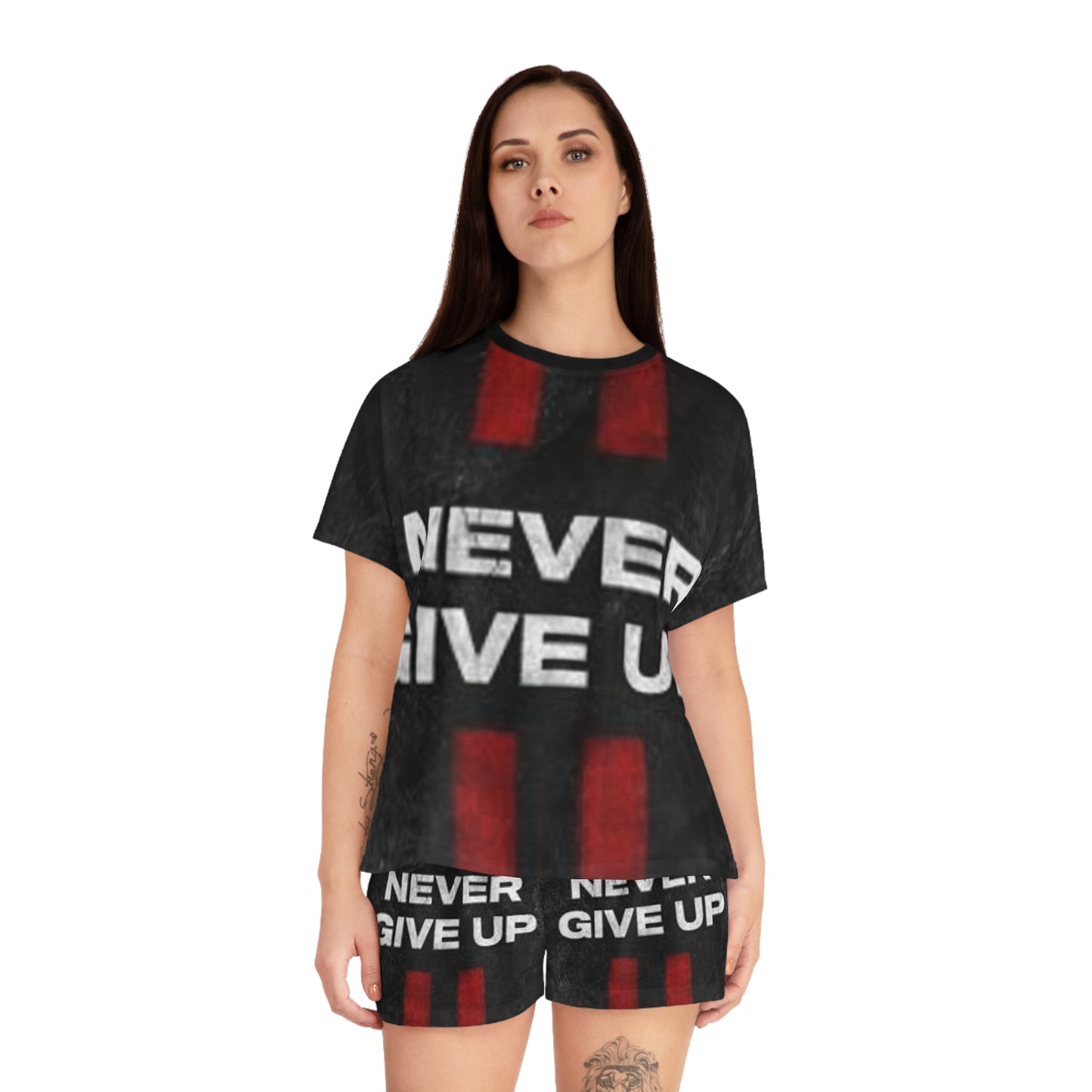 Motivational Women's Short Pajama Set - Never Give Up