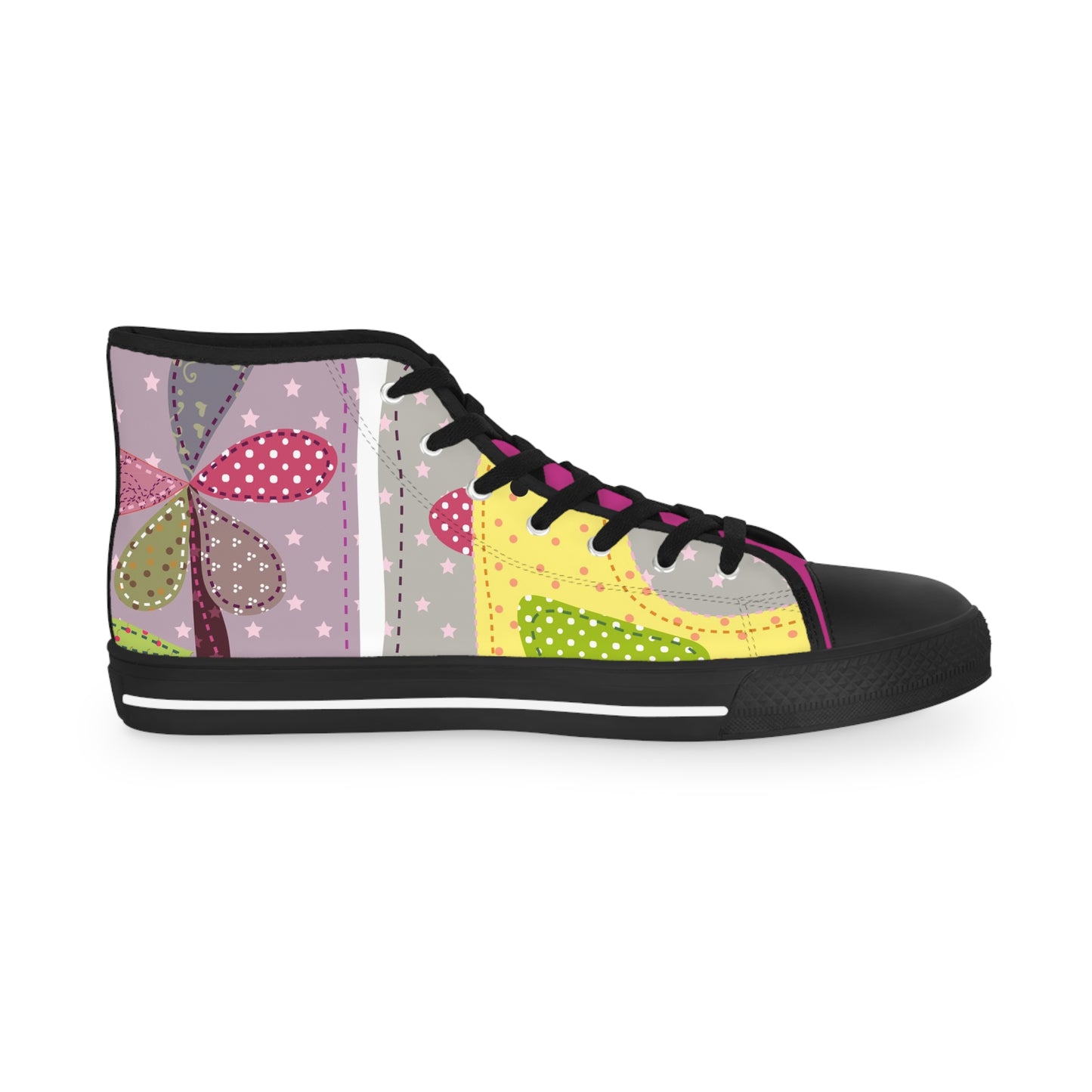 Men's High Top Sneakers - Vibrant Pink Fish Design