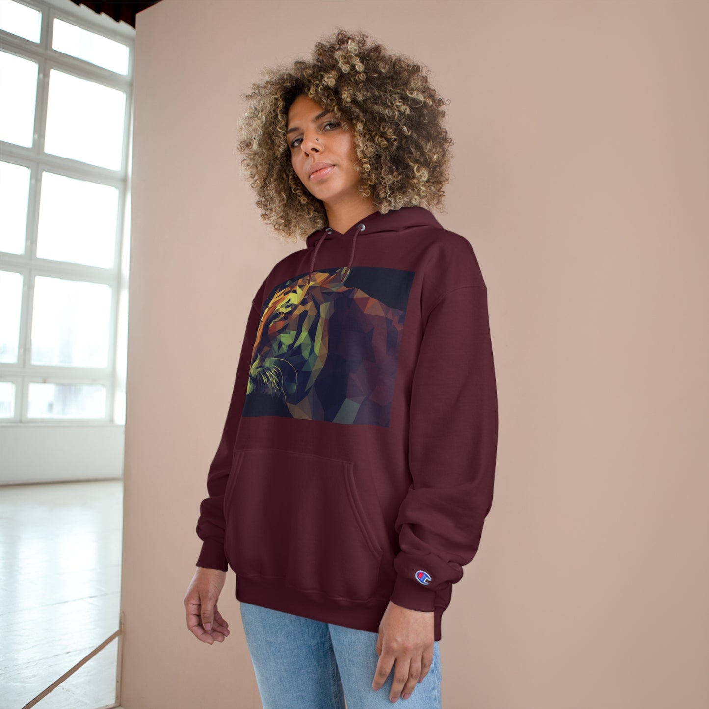 Champion Hoodie with Abstract Tiger Design - Perfect for Animal Lovers