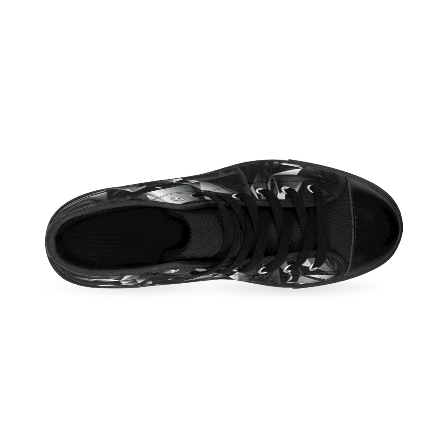 Men's Classic Sneakers - Black Diamond Pattern High-Top Shoes