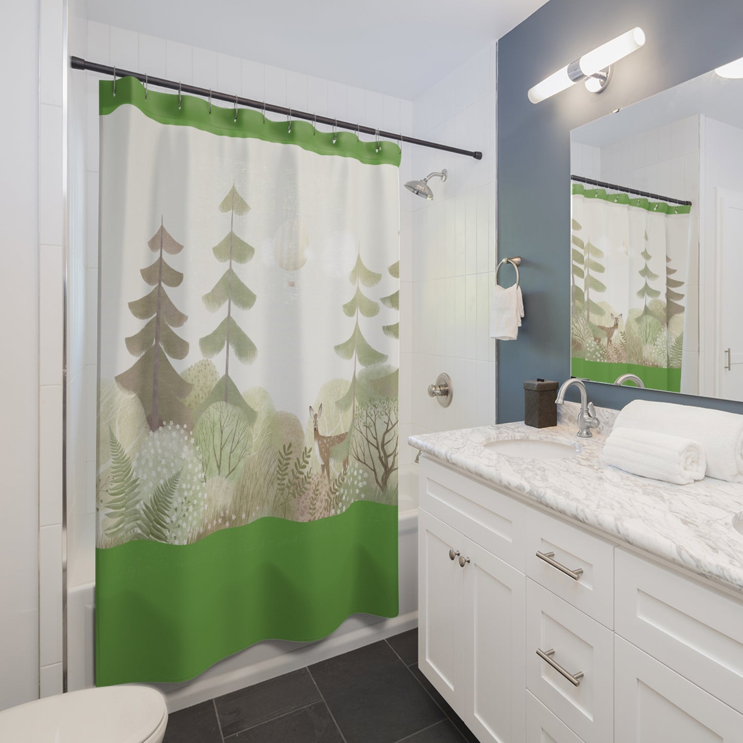 Whimsical Forest Adventure Shower Curtain – Nature-Inspired Bathroom Décor