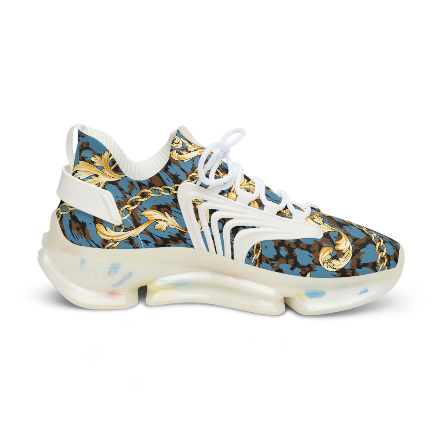 Stylish Men's Mesh Sneakers with Gold Chain Design - Trendy Athletic Footwear