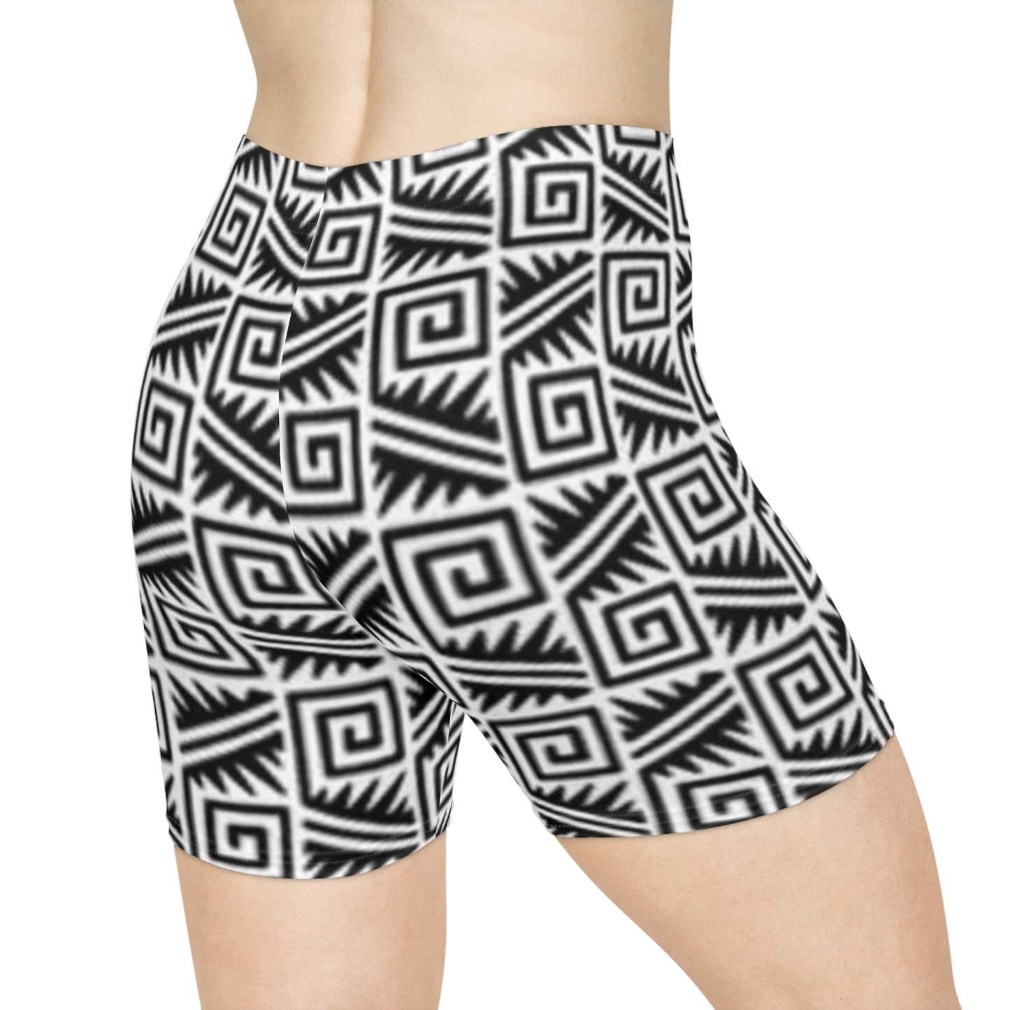 Trendy Women's Black and White Biker Shorts - Stylish Activewear for Fitness Enthusiasts