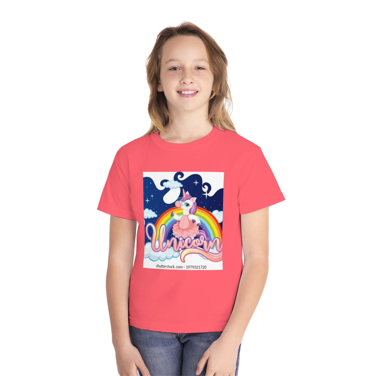Youth Unicorn Midweight Tee - Colorful Rainbow Graphic T-Shirt