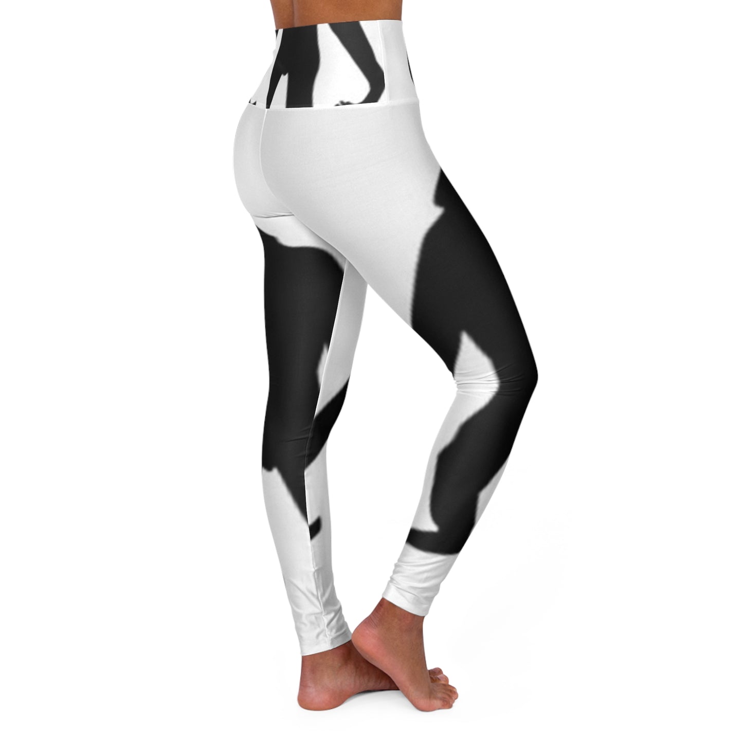 Stylish High Waisted Yoga Leggings with Monochrome Print
