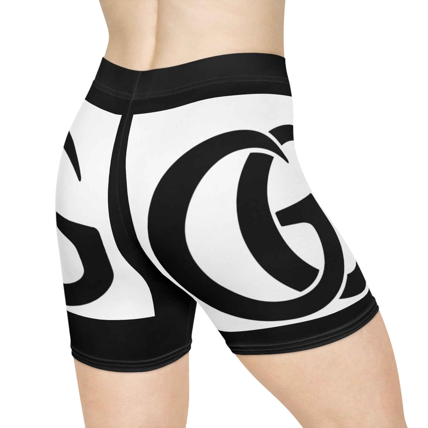 Trendy Women's Biker Shorts with Bold Graphic Design