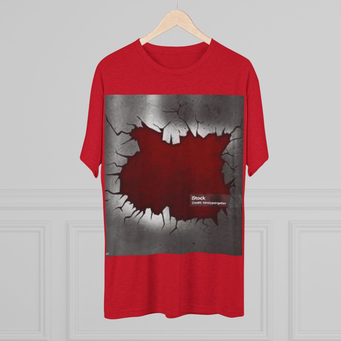 Bold Graphic Unisex Tri-Blend Crew Tee - Edgy Cracked Wall Design