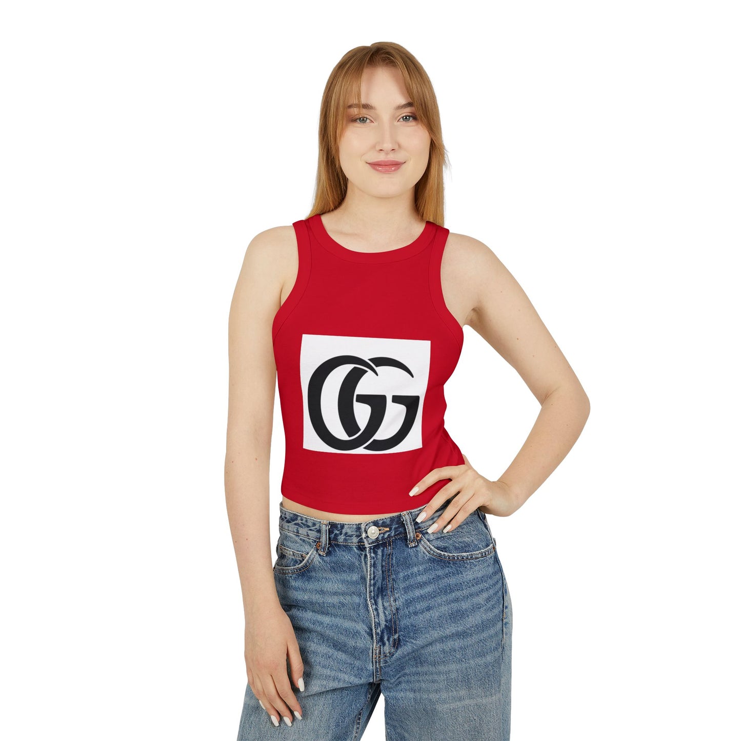 Stylish Women's Micro Rib Racer Tank Top with GG Logo