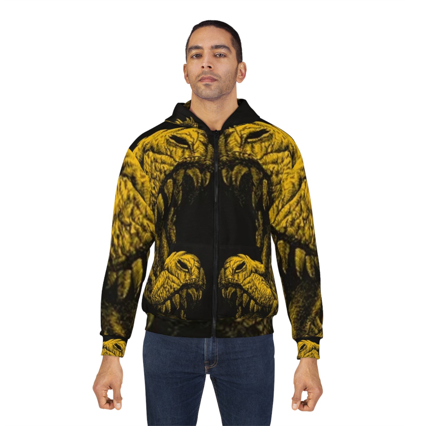 Unisex Zip Hoodie - Fierce Dragon Design for Bold Adventurers