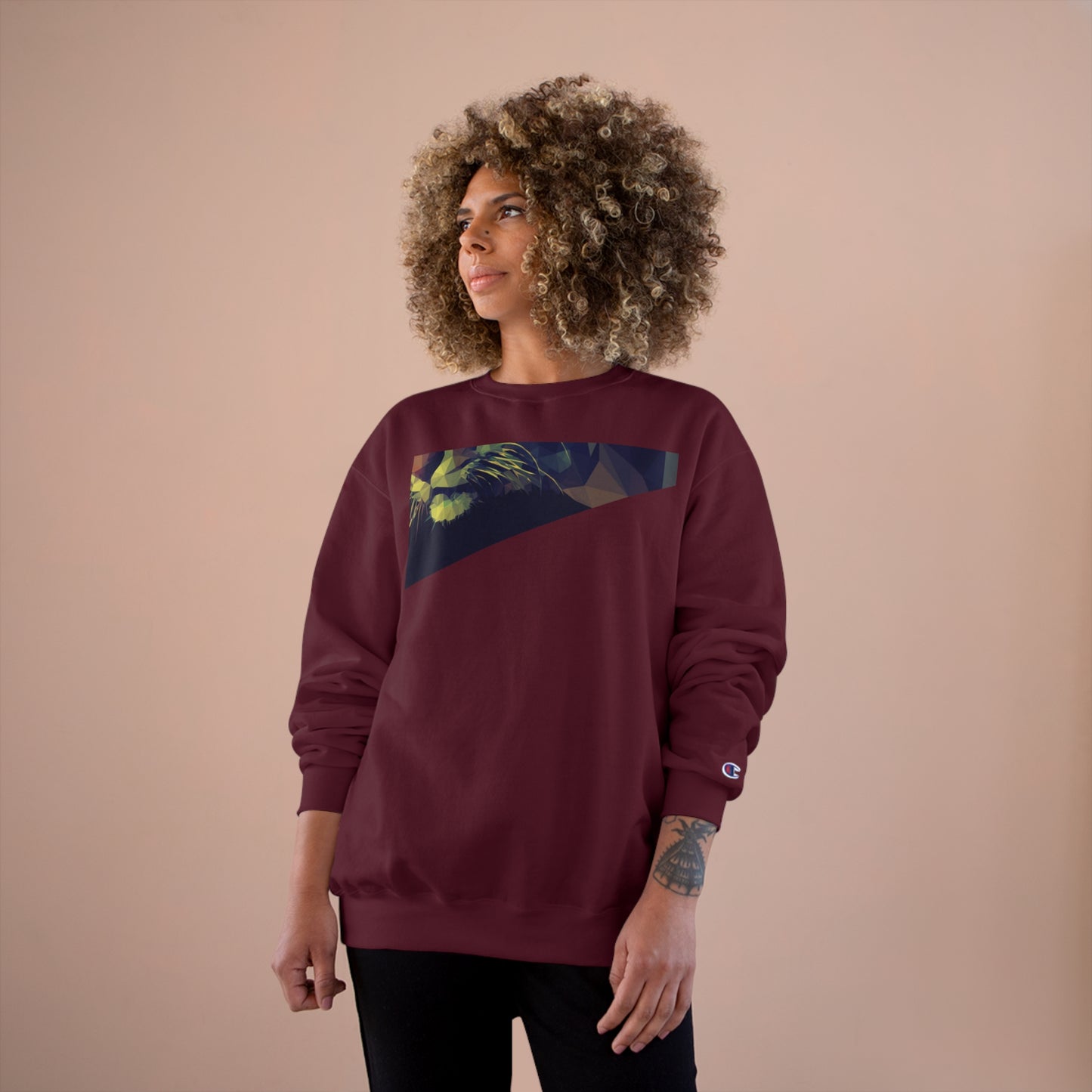Geometric Cat Champion Sweatshirt - Cozy & Stylish Apparel for Cat Lovers
