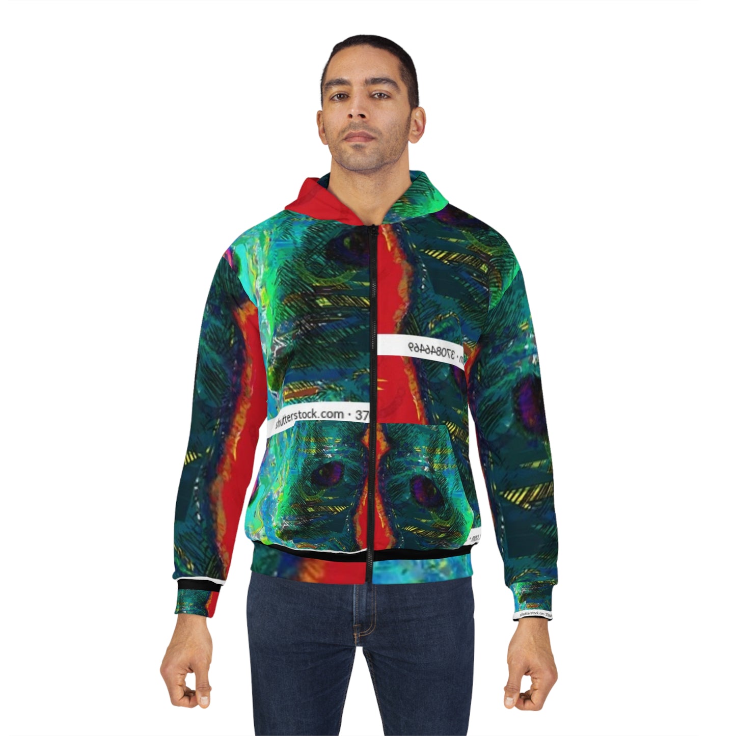 Vibrant Unisex Zip Hoodie with Abstract Art Design