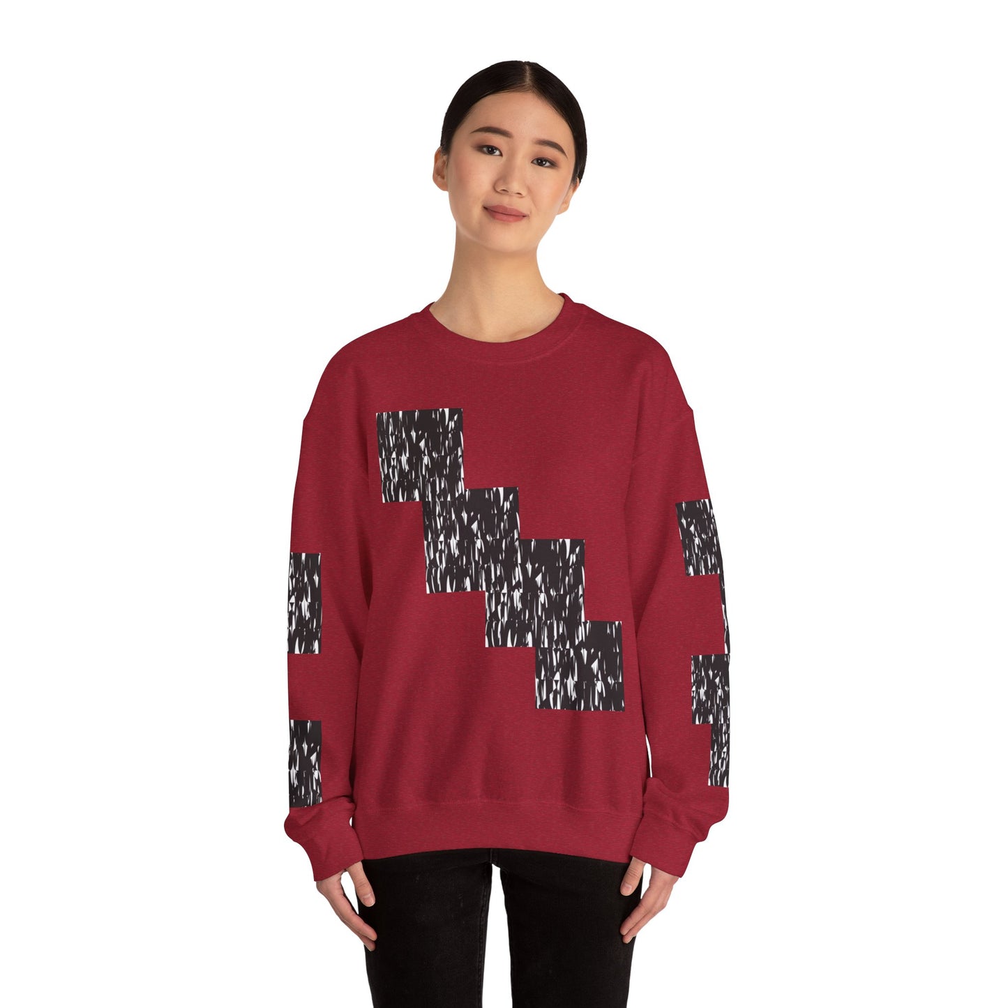 Trendy Graphic Crewneck Sweatshirt | Modern Abstract Black & White Design