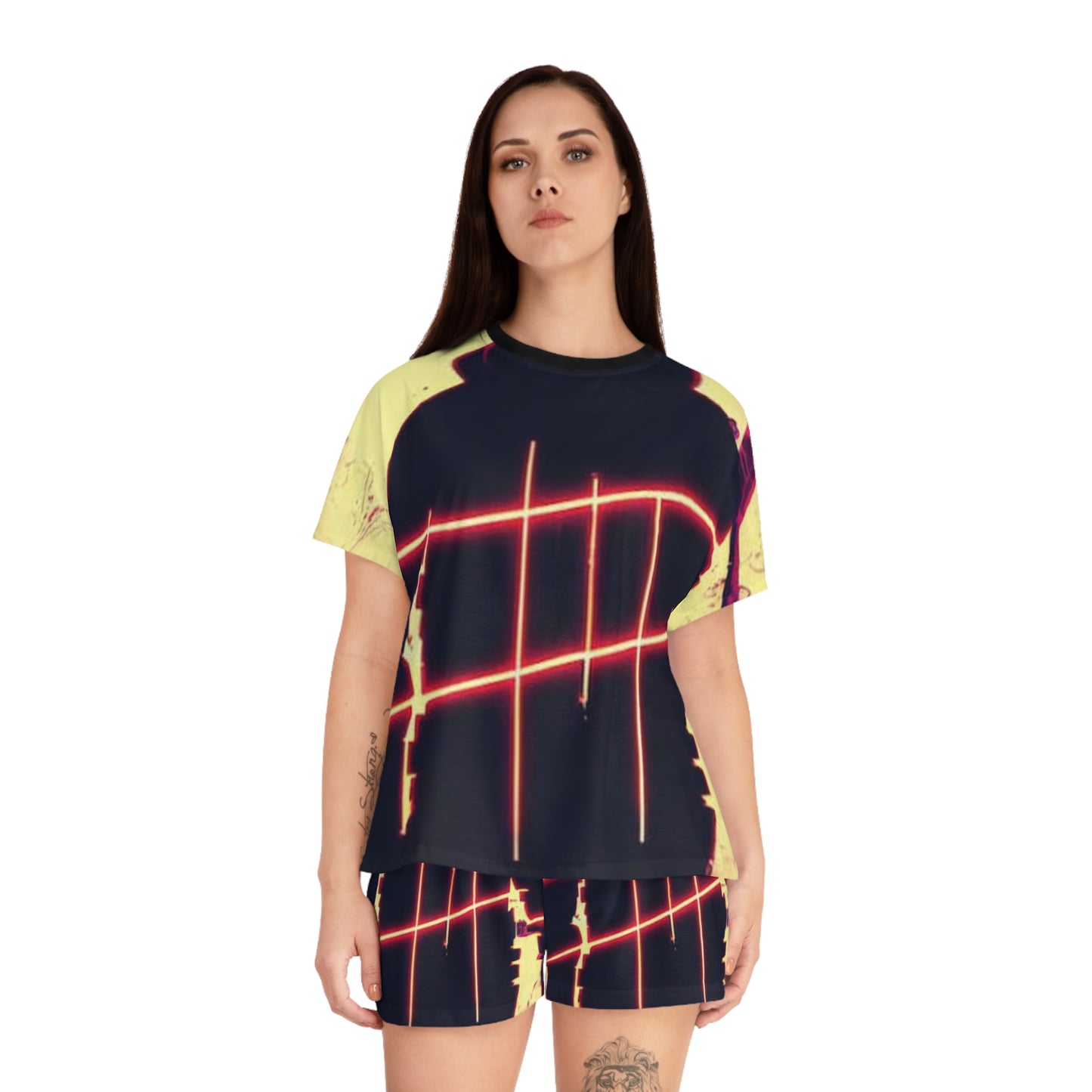Neon Glow Women's Short Pajama Set - Stylish & Comfortable Sleepwear