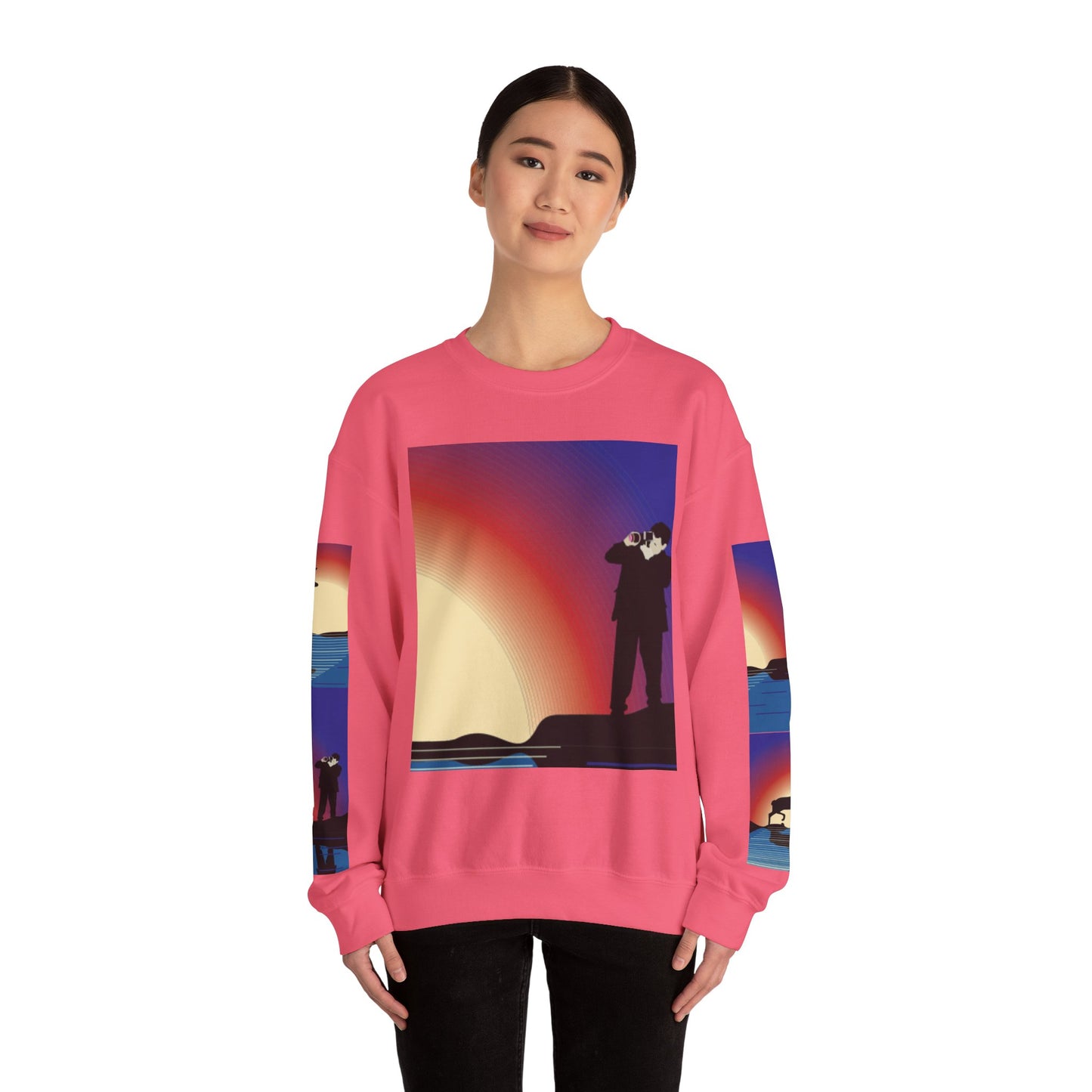 Vibrant Deer Sunset Unisex Crewneck Sweatshirt