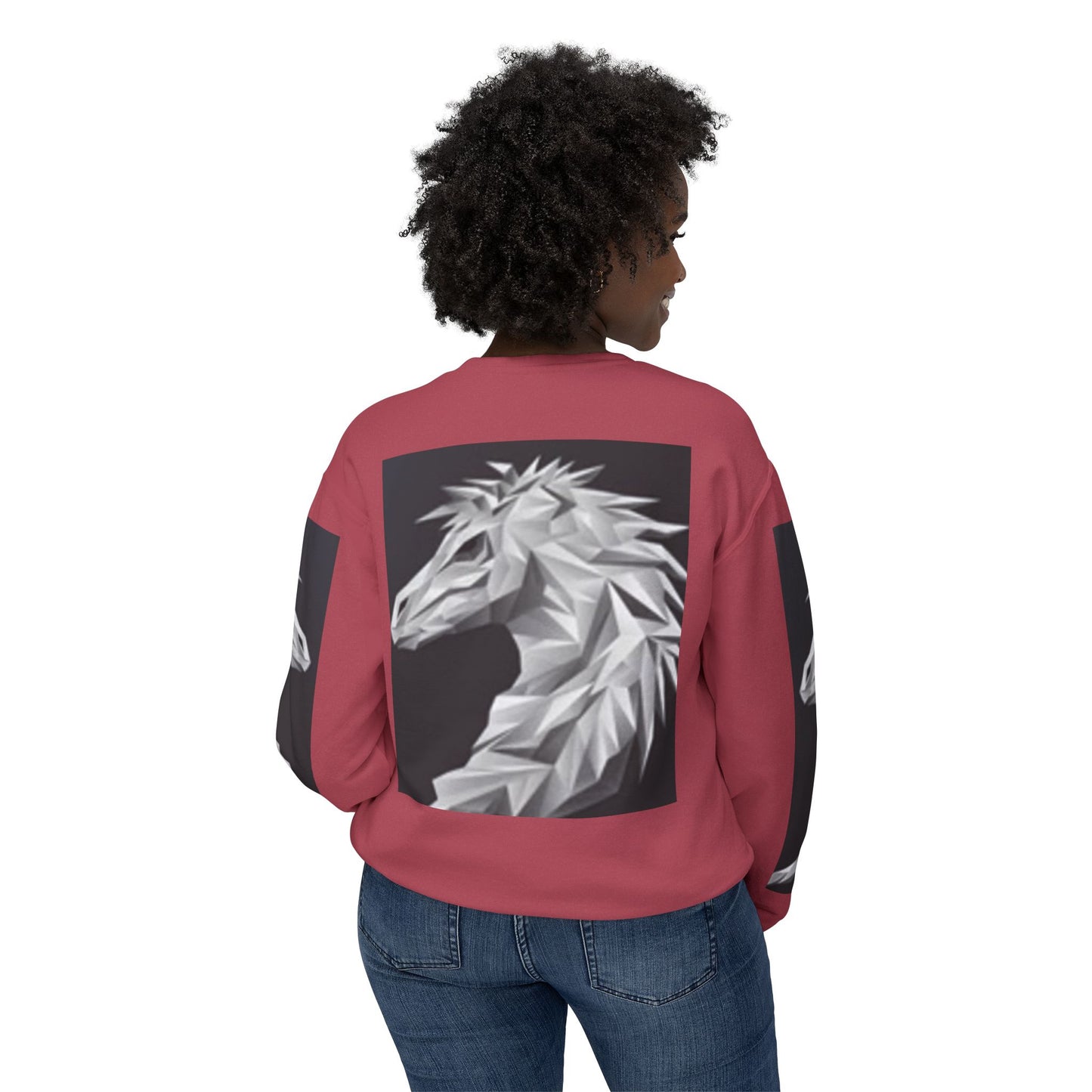 Unisex Lightweight Crewneck Sweatshirt - Stylish Geometric Horse Design