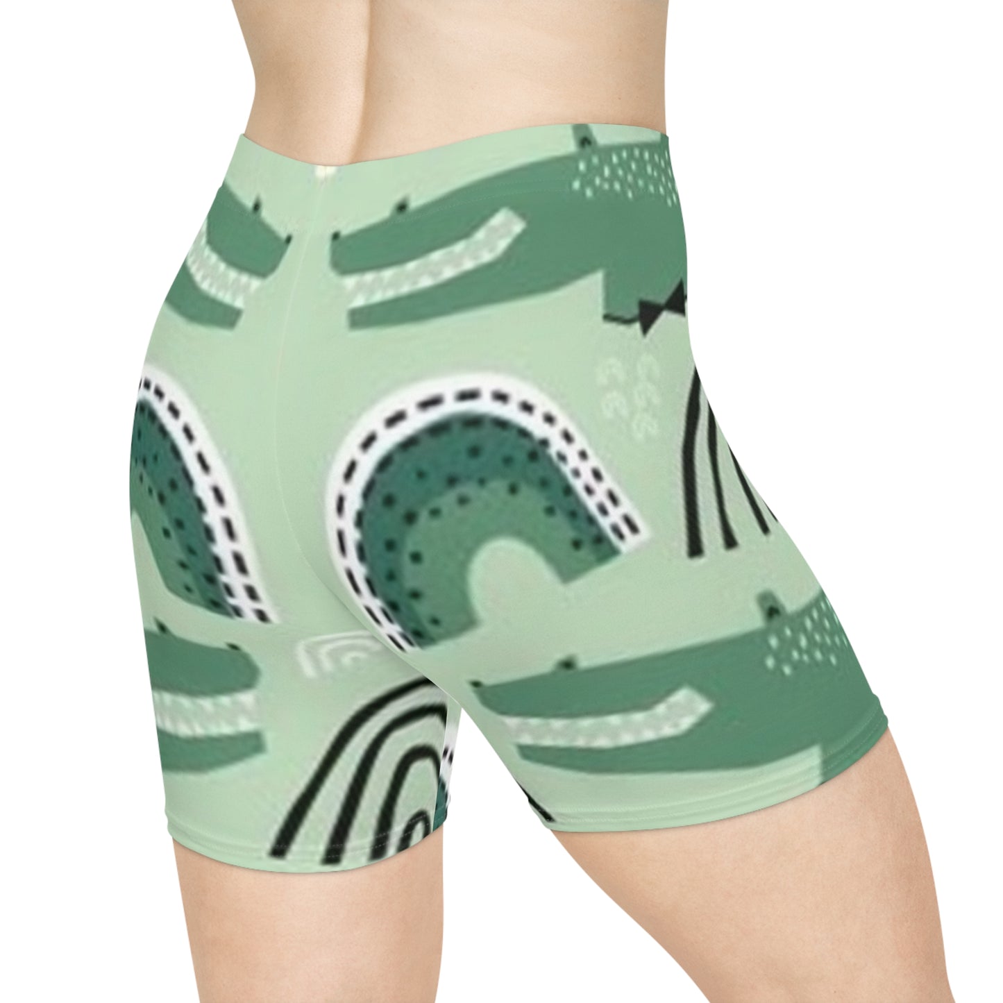 Eco-Friendly Women's Biker Shorts - Patterned Adventure Design