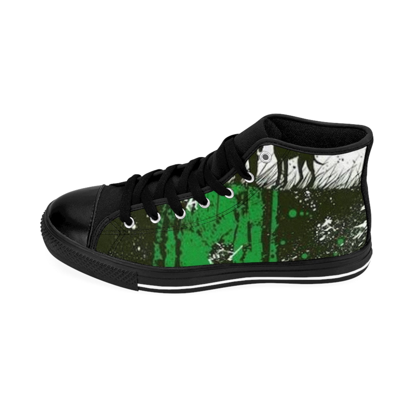 Men's Classic Sneakers - Green Abstract Art High Tops