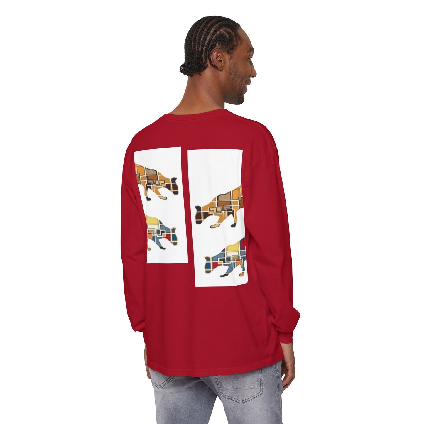 Artful Cat Silhouette Long Sleeve T-Shirt - Perfect for Animal Lovers