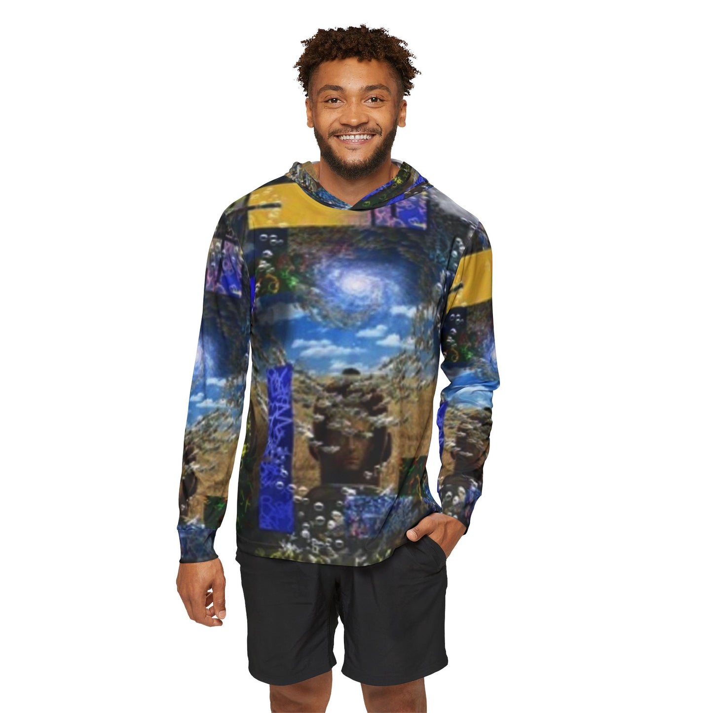 Men's Artistic Sports Hoodie - Unique Warmup Design for Athletes