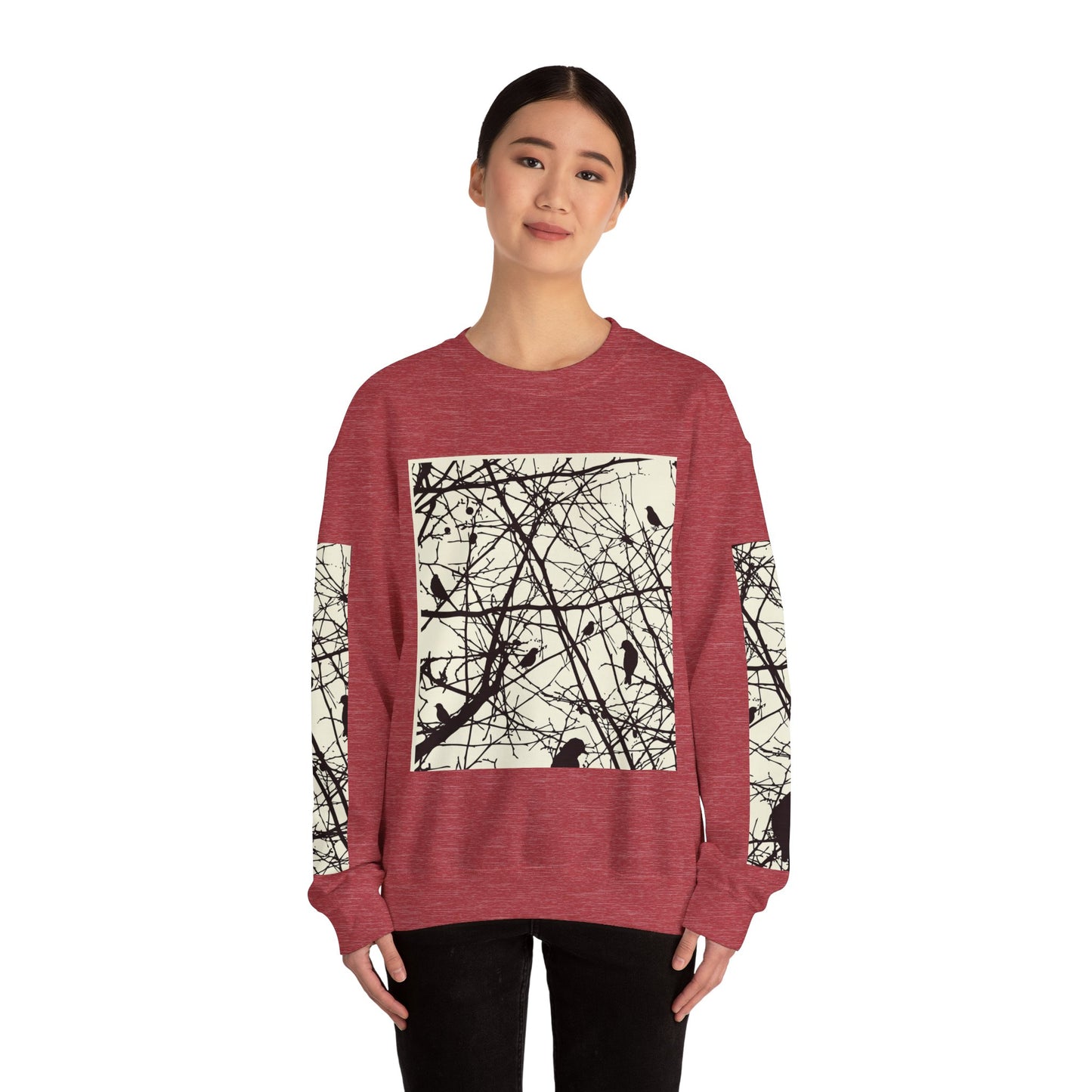 Nature-Inspired Unisex Crewneck Sweatshirt with Bird Print