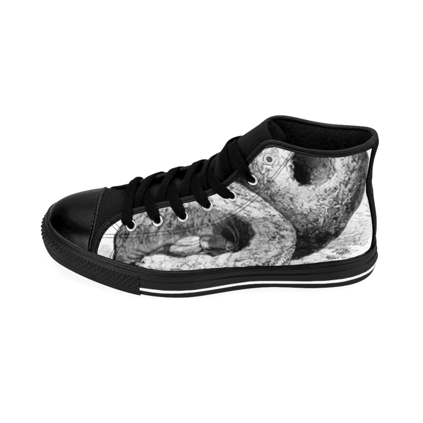 Men's Classic Sneakers with Artistic Black and White Design - Trendy High-Top Fashion Shoes