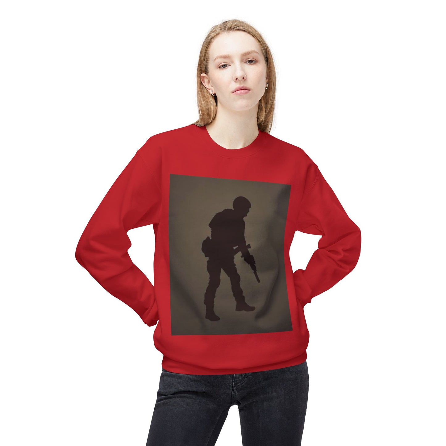 Military Silhouette Crewneck Sweatshirt - Unisex Midweight Fleece