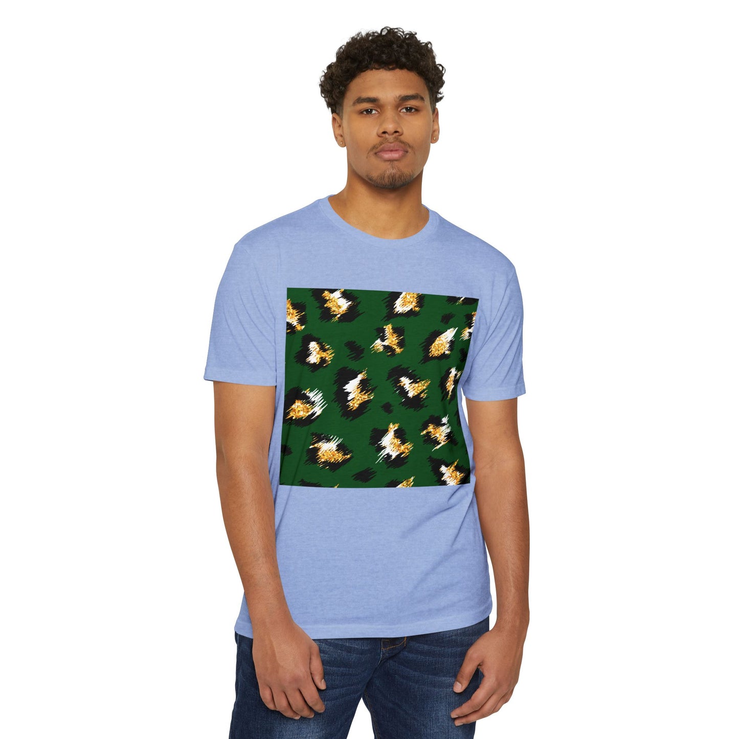 Unisex CVC Jersey T-Shirt - Vibrant Green Animal Print